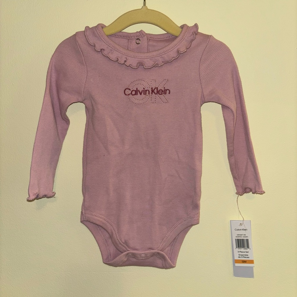 *NWT* Calvin Klein Baby Girl Pink Long Sleeve Onesie